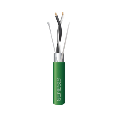 Bobina de 305 Metros de Cable BLINDADO / 2 x 22 AWG / Uso INTERIOR / Verde / Tipo CMP-CL3P, FPLP, FT6 / UL de COMUNICACIÓN de datos