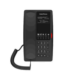 Teléfono IP WI-FI para Hotelería, Puerto USB-A para carga, 5 teclas programables para servicio rápido (Hotline), plantilla personalizable con PoE