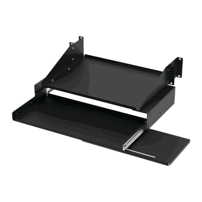 Charola Deslizable Para Soportar Equipos en rack de 19in, Para teclado con estante para monitor, Capacidad de 45.5kg 4UR.