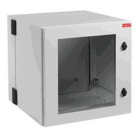 Gabinete Industrial ProTek de Puerta con Ventana, Protección NEMA Tipo 4/12/4X; IP55; IK10, Abatible, Fabricado en Acero, 12 UR, Color Gris Claro
