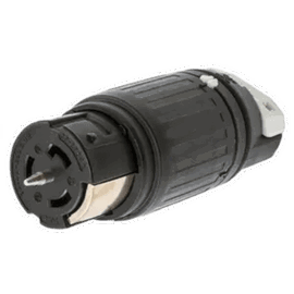 Conector Industrial de Bloqueo / 50A 3-Fases Delta 250V CA / 3-Polos 4-Hilos/ Conector Hembra / Color Negro y Blanco