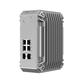 Switch Industrial PoE hasta , Ideal para temperaturas Extremas y protección contra descargas, 4 Puertos Gigabit PoE 802.3 af/at, 2 puertos SFP Administrable Cloud
