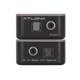 Convertidor de audio digital coaxial y Toslink AT-AD2 de Atlona con conversión bidireccional