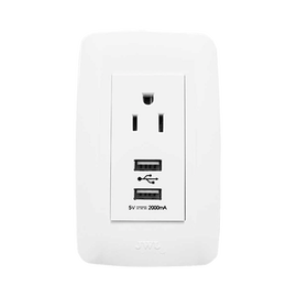 Contacto Sencillo de 15 A/ 127 V CA y 2 Conectores USB de 5 V CD 2A / Color Blanco.