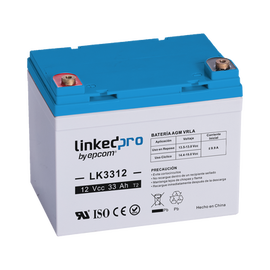 Batería 12 Vcc / 33 Ah / UL / Tecnología AGM-VRLA / Vida útil promedio de 5 años / Para uso en equipo electrónico, Alarmas de Intrusión / Incendio / Control de acceso / Video Vigilancia / Terminales T1 .