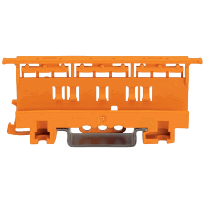 Adaptador de Fijación Serie 221 / 6 mm² / Para Montaje Sobre Carril DIN-35 y Montaje Atornillado / Color Naranja / Aislamiento Poliamida / Clase de Inflamabilidad UL 94 V0