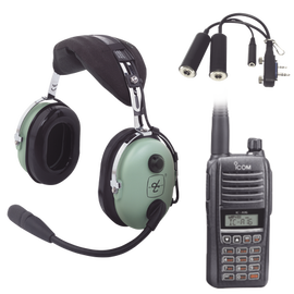 Kit Radio Portátil Aéreo Icom con Auricular David Clark para Aviación General