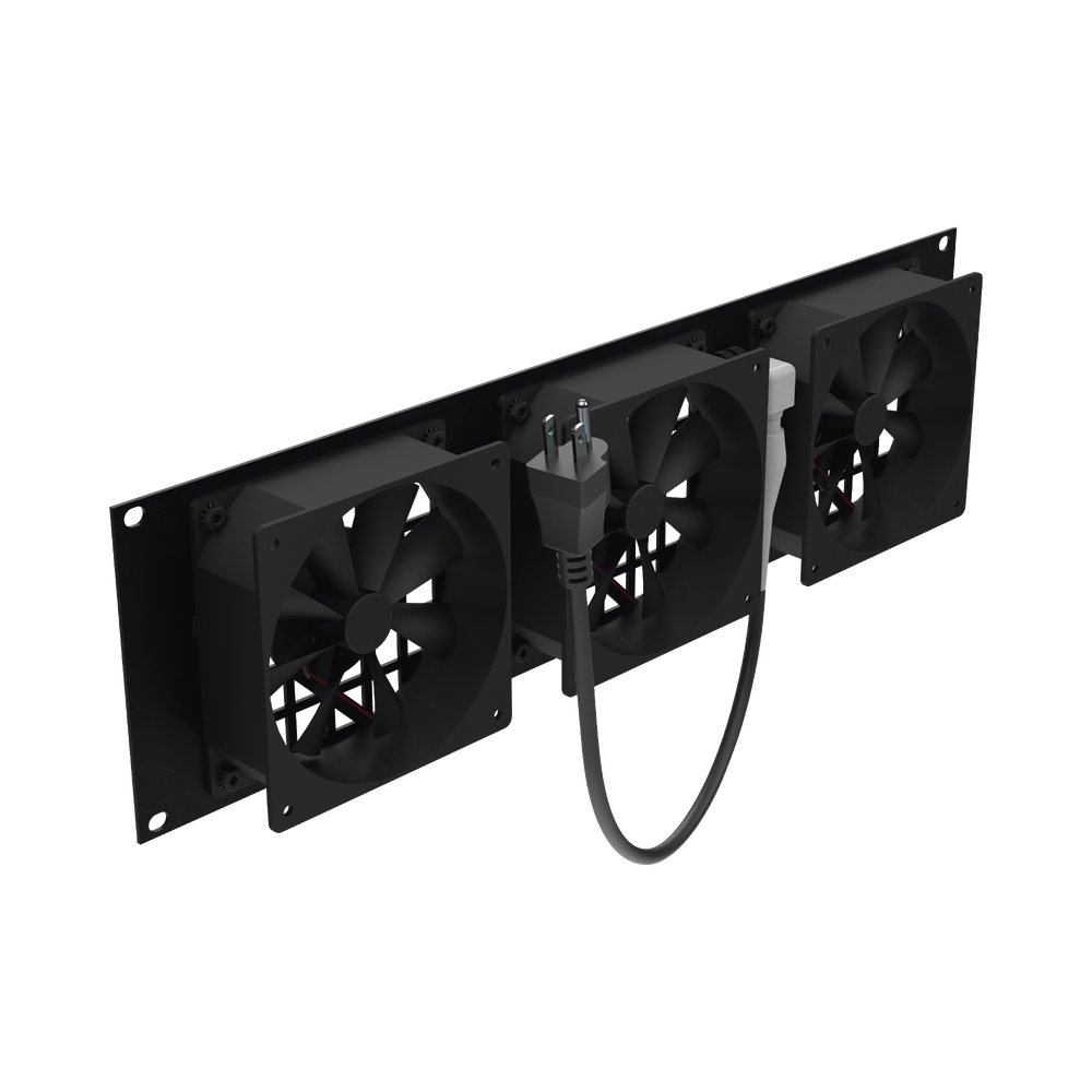 Kit de 3 Ventilador 110 Vca (12 x 12 cm) para rack con clavija 5-15P