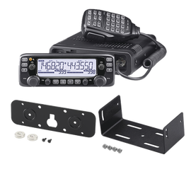 VHF/UHF dual band transceiver TX: 144-148, 430-450MH, RX: 118-174, 375-550MHz. Microphone, control cable, power cable and fuses included.