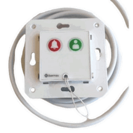 Módulo Asistencial de Empotrar IP67 / Material ABS Antimicrobiano / Botón Cancelación / Indicador Luminoso de Alarma y Presencia / RS485 / Compatible Cajas Europeas y Americanas