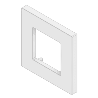 Embellecedor para Caja Europea / Dimensiones 84x84x8 mm Externas / ABS Antimicrobiano / Blanco con Efecto de Contraste / Colocación Fácil y Rápida