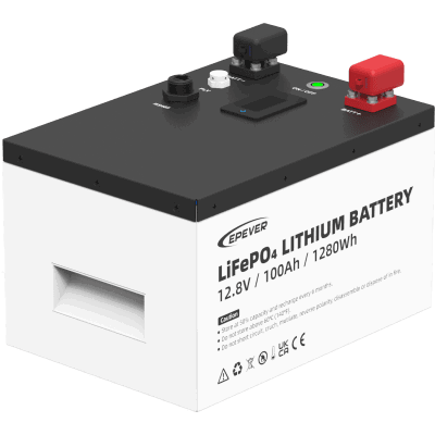 Batería de Litio LiFePO4 12.8Vcc, 100Ah, 1.28KwH, Pantalla LCD para Monitoreo Local, Carcasa Metálica