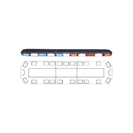 Barra de luces Serie 21 Ultra Brillante con 74 poderosos LEDs última generación, color Rojo/Azul/ambar
