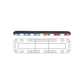 Barra de luces Serie 21 Ultra Brillante con 74 poderosos LEDs última generación, color Rojo/Azul/ambar