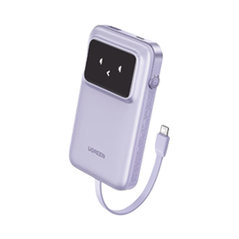Power Bank Serie Uno |  10000mAh | 30W |  con Cable USB-C Incorporado | 2 Salidas 30W Max. | Pantalla Inteligente | Carcasa Ignifuga | Aprobado por Aerolíneas.| Color Purple.