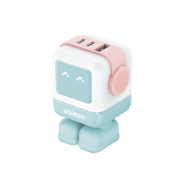Cargador RobotGaN de 65W Serie UNO | 3 Puertos de Carga Rápida | 2 USB-C | 1 USB-A | PD 3.0 | QC 4.0 | Carga Inteligente | Tecnología GaN II | Zapato Magnético Extraíble | Carcasa Ignifuga | Pantalla LED.