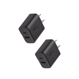 Cargador rápido de 20 W y 2 puertos, paquete de 2, negro, EE. UU.