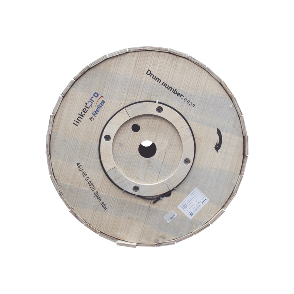 3 km Drum Mini ADSS Aerial Optical Fiber Cable (ASU), G.652D, Singlemode, 6 cores, Outdoor, Black Sheath, Span 80