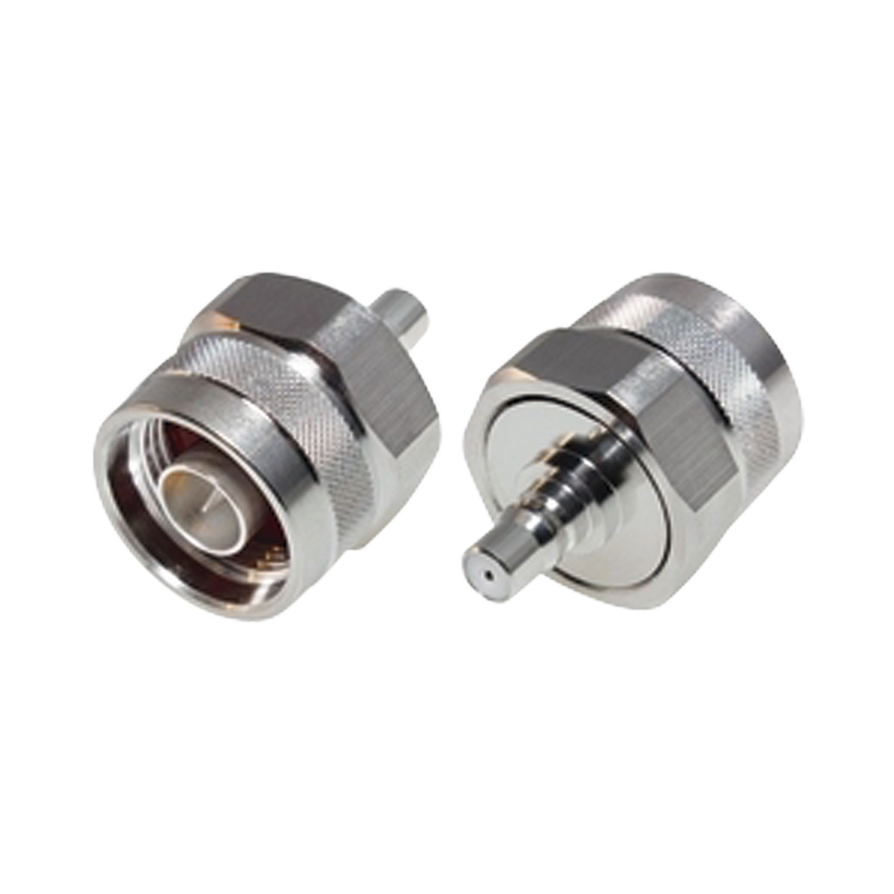 Adaptador de Bajo PIM, Interserie de Conector N Macho a QMA (Quick Mate) Hembra, Bronce Blanco /Oro /Teflón.