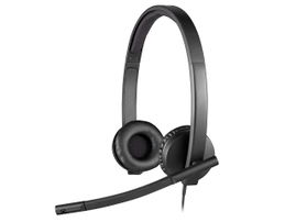 Logitech H570e Wired Headset, Stereo Headphones with Noise-Cancelling Microphone, USB, in-Line Controls with Mute Button, Indicator LED, PC/Mac/Laptop - Black - Auricular - en oreja - cableado - USB - Certificado para Skype Empresarial, con certifica