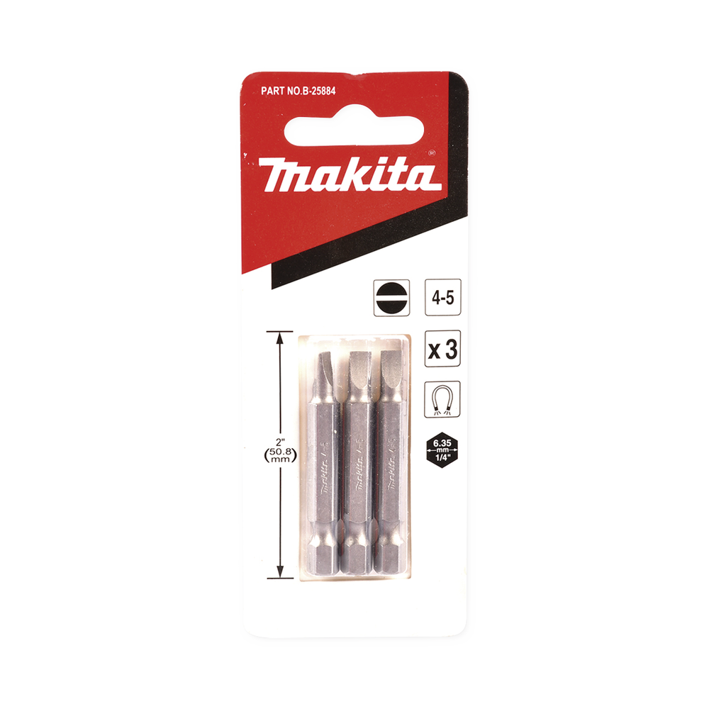 Punta plana para atornillar de 4-5 x 50 mm forma “E”, zanco tipo hexagonal de 1/4