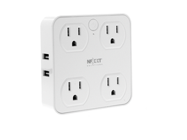 Nexxt - Solutions Connectivity - 4 Outlet & 4 USB - Conexión Wi-Fi - 4 toma corriente - 4 puertos USB - Compatible con Amazon Alexa y Google Assistant - 1875 W de potencia maxima - 900 joules