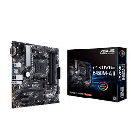 ASUS PRIME B450M-A II - Placa base - micro ATX - Socket AM4 - AMD B450 Chipset - USB 3.2 Gen 1, USB 3.2 Gen 2 - Gigabit LAN - Tarjeta gráfica (CPU necesaria) - HD Audio (8-canales)