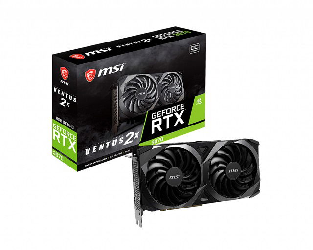 MSI GeForce RTX 3070 VENTUS 2X OC - Tarjeta gráfica - GF RTX 3070 - 8 GB GDDR6 - PCIe 4.0 - HDMI, 3 x DisplayPort