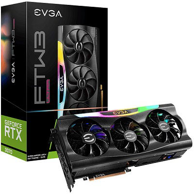 EVGA GeForce RTX 3070 FTW3 ULTRA GAMING - Tarjeta gráfica - GF RTX 3070 - 8 GB GDDR6 - PCIe 4.0 x16 - HDMI, 3 x DisplayPort
