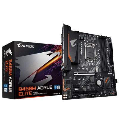Gigabyte B460M AORUS ELITE - 1.0 - placa base - micro ATX - Socket LGA1200 - B460 Chipset - USB-C Gen1, USB 3.2 Gen 1 - Gigabit LAN - Tarjeta gráfica (CPU necesaria) - HD Audio (8-canales)