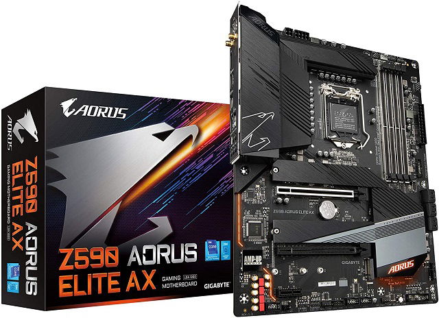 Gigabyte Z590 AORUS ELITE AX - 1.0 - placa base - ATX - Socket LGA1200 - Z590 Chipset - USB-C Gen2, USB 3.2 Gen 1, USB 3.2 Gen 2, USB-C Gen 2x2 - 2.5 Gigabit LAN, Wi-Fi - Tarjeta gráfica (CPU necesaria) - HD Audio (8-canales) Gigabyte Z590 AORUS ELITE AX - 1.0 - placa base - ATX - Socket LGA1200 - Z590 Chipset - USB-C Gen2, USB 3.2 Gen 1, USB 3.2 Gen 2, USB-C Gen 2x2 - 2.5 Gigabit LAN, Wi-Fi - Tarjeta gráfica (CPU necesaria) - HD Audio (8-canales)
