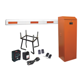 Kit COMPLETO Barrera Izquierda XB NARANJA / Brazo telescópico 3.6 ~ 5.5 M / Incluye Sensor de masa, Transformador, Lazo, Ancla, Fotoceldas y 2 Controles Inalámbricos