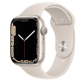 Apple Watch Series 7 (GPS) - 45 mm - aluminio estrellado - reloj inteligente con pulsera deportiva - fluoroelastómero - estrellado - tamaño de la banda: Regular - 32 GB - Wi-Fi, Bluetooth - 38.8 g