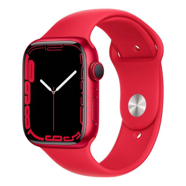Apple Watch Series 7 (GPS) - (PRODUCT) RED - 45 mm - aluminio rojo - reloj inteligente con pulsera deportiva - fluoroelastómero - rojo - tamaño de la banda: Regular - 32 GB - Wi-Fi, Bluetooth - 38.8 g