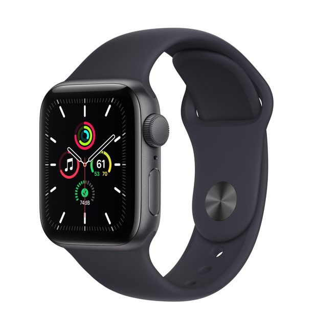 Apple Watch SE (GPS) - 44 mm - aluminio gris espacial - reloj inteligente con pulsera deportiva - fluoroelastómero - medianoche - tamaño de la banda: Regular - 32 GB - Wi-Fi, Bluetooth - 36.2 g