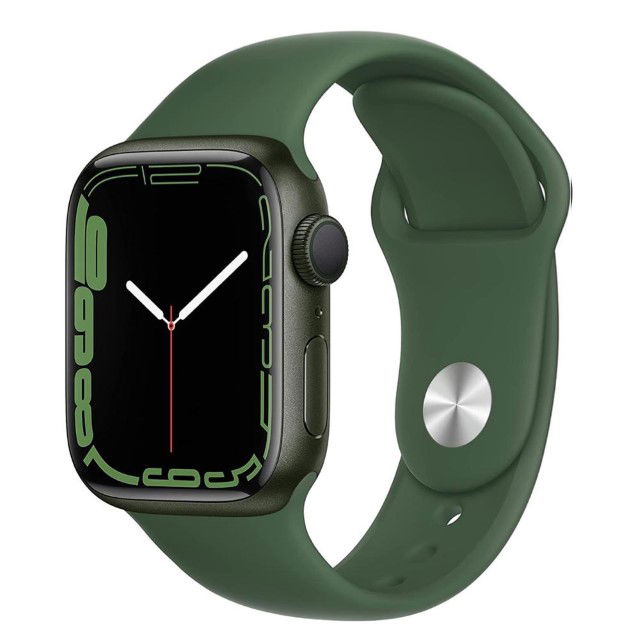 Apple Watch Series 7 (GPS) - 41 mm - aluminio verdoso - reloj inteligente con pulsera deportiva - fluoroelastómero - trébol - tamaño de la banda: Regular - 32 GB - Wi-Fi, Bluetooth - 32 g