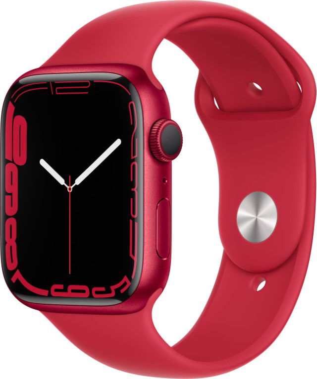 Apple Watch Series 7 (GPS) - (PRODUCT) RED - 41 mm - aluminio rojo - reloj inteligente con pulsera deportiva - fluoroelastómero - rojo - tamaño de la banda: Regular - 32 GB - Wi-Fi, Bluetooth - 32 g