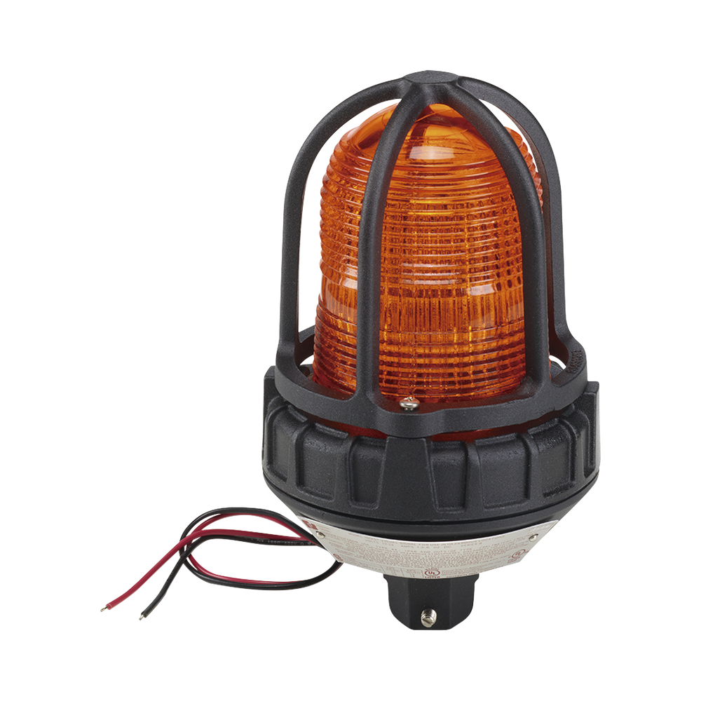 Luz estroboscópica para ubicaciónes peligrosas,  montaje tipo tubo, 12-24Vcd, ambar