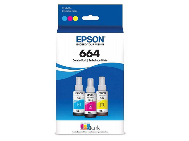 Epson T664 - Paquete de 3 - 70 ml - amarillo, cián, magenta - original - recarga de tinta - para Epson L120, L1300, L310, L380, L395, L495; EcoTank L310, L575 Epson T664 - Paquete de 3 - 70 ml - amarillo, cián, magenta - original - recarga de tinta - para Epson L120, L1300, L310, L380, L395, L495; EcoTank L310, L575