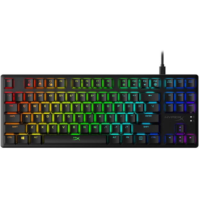 HyperX Alloy Origins Core - Teclado - retroiluminación - USB-C - QWERTY - EE. UU. - interruptor: HyperX Red - negro