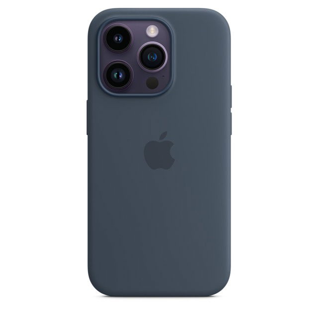Apple - Carcasa trasera para teléfono móvil - con MagSafe - silicona - azul tormenta - para iPhone 14 Pro