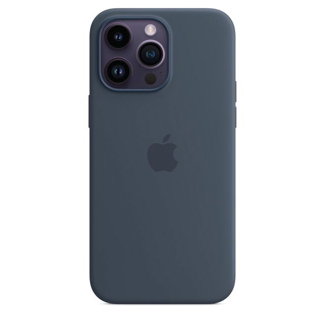 Apple - Carcasa trasera para teléfono móvil - con MagSafe - silicona - azul tormenta - para iPhone 14 Pro Max