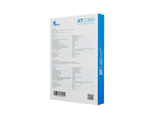 Xtech - Hub - 4 puertos - USB 3.0 XTC-390