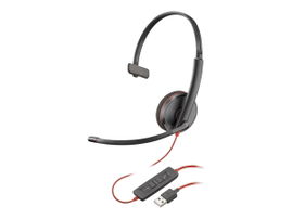 Poly Blackwire 3210 - Blackwire 3200 Series - auricular - en oreja - cableado - cancelación de sonido activo - USB-A - negro - Certificado por Skype, Certificado por Avaya, certificado con Cisco Jabber (paquete de 50)