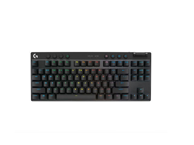 Logitech G PRO X TKL LIGHTSPEED Wireless Gaming Keyboard, Tactile Switches (GX Brown), Black - Teclado - retroiluminación - inalámbrico - 2.4 GHz, Bluetooth - QWERTY - EE. UU. - interruptor: GX Brown Tactile - negro