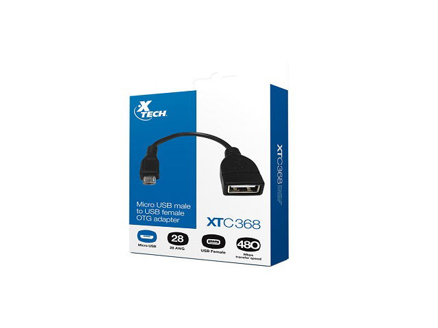 Xtech - USB cable - 5 pin Micro-USB Type B - 4 pin USB Type B - Black - XTC-368 Xtech - USB cable - 5 pin Micro-USB Type B - 4 pin USB Type B - Black - XTC-368