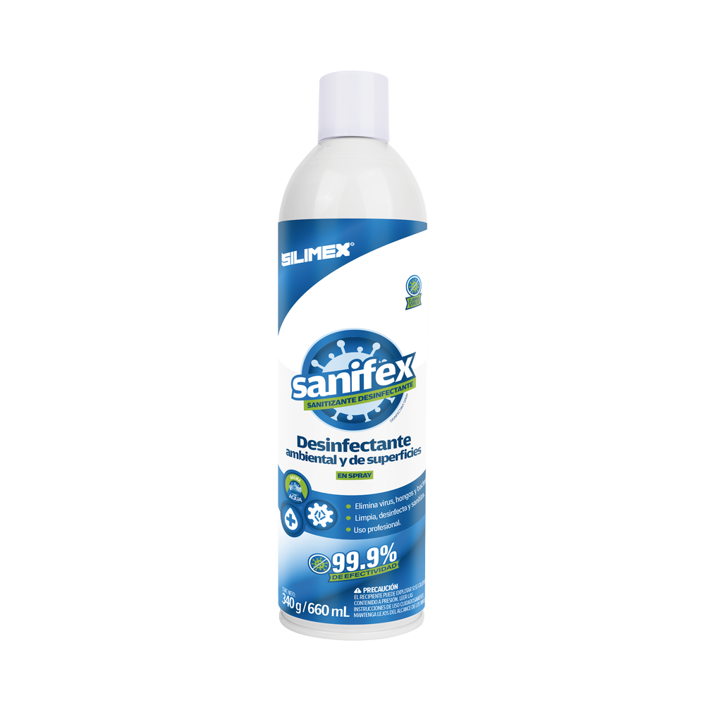 Sanitizante en spray, formulado para desinfectar las superficies en el hogar, oficinas, escuelas, hospitales, clinicas, gimnasios y fabricas, presentación 660 ml