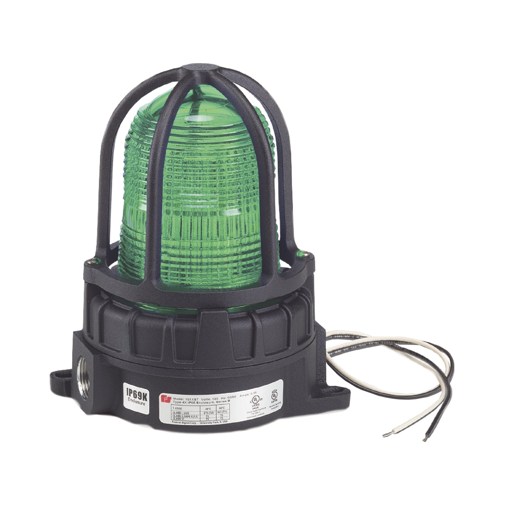 Luz de advertencia LED para ubicaciónes peligrosas, montaje para superficies, 24Vcd, verde