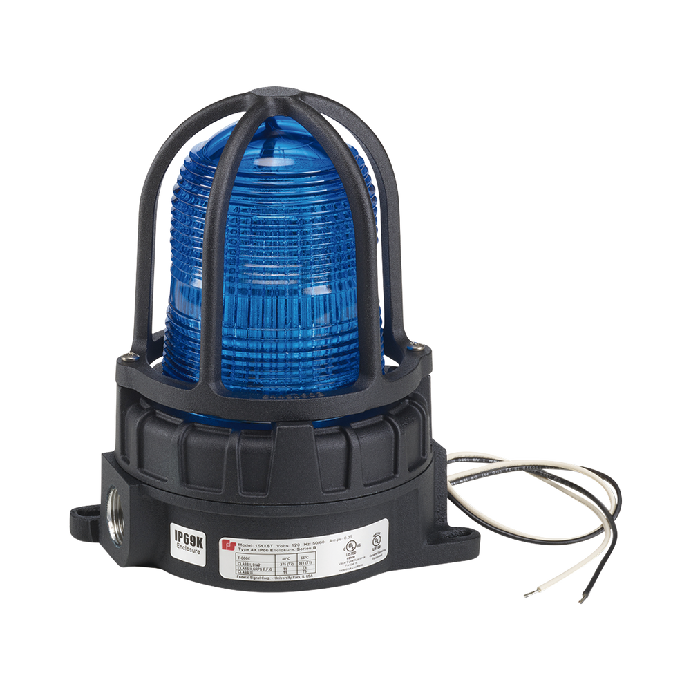 Luz de advertencia LED para ubicaciónes peligrosas, montaje para superficies, 24Vcd, azul