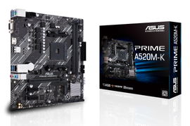ASUS PRIME A520M-K - Placa base - micro ATX - Socket AM4 - AMD A520 Chipset - USB 3.2 Gen 1 - Gigabit LAN - Tarjeta gráfica (CPU necesaria) - HD Audio (8-canales)